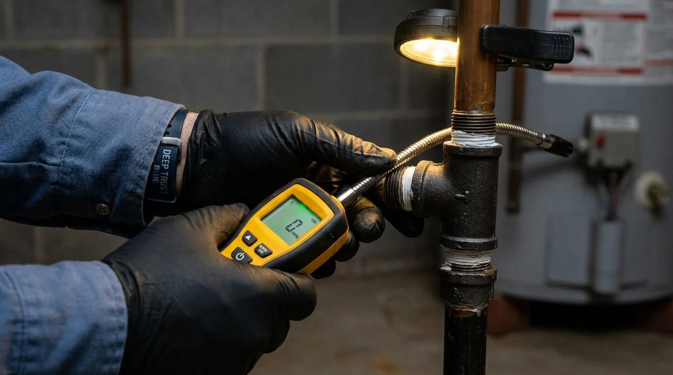 Gas leak detection with electronic sniffer by Johns Plumbing LLC in Florala